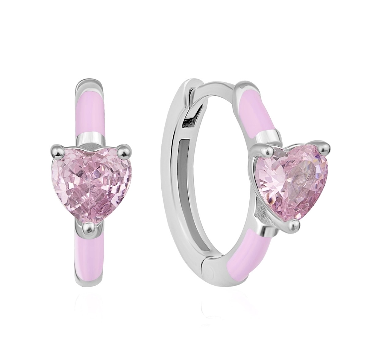 Сережки “Pink hearts” з рожевою емаллю – обкладинка - купуйте на Chuttyevo!