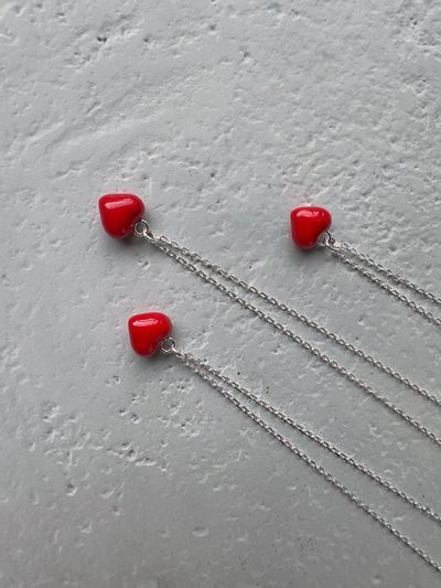 Ланцюжок "Сердечко з червоною емаллю" – обкладинка - купуйте на Chuttyevo!