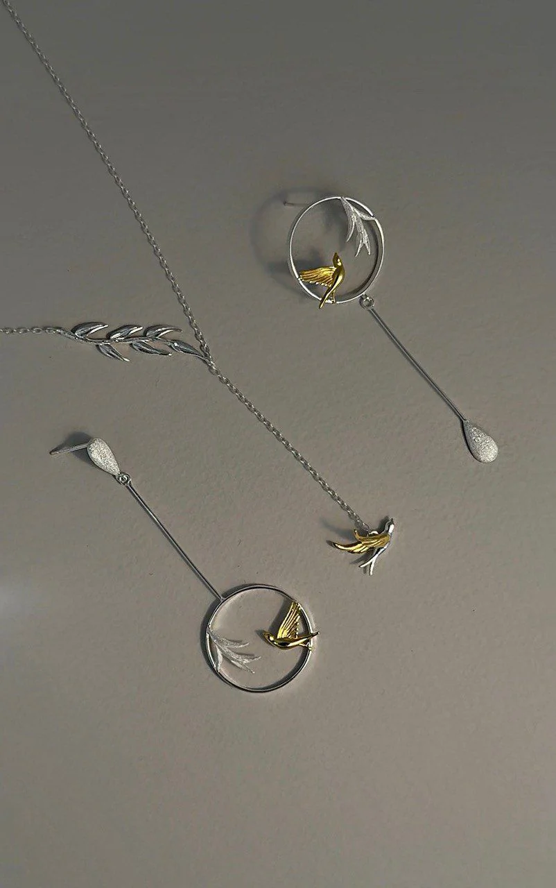 Набір "Пташка" з асиметричними сережками – обкладинка - купуйте на Chuttyevo!