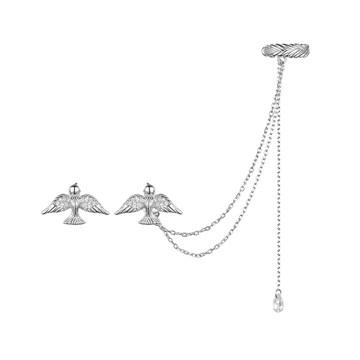 Сережки асиметричні "Пташечки" – обкладинка - купуйте на Chuttyevo!