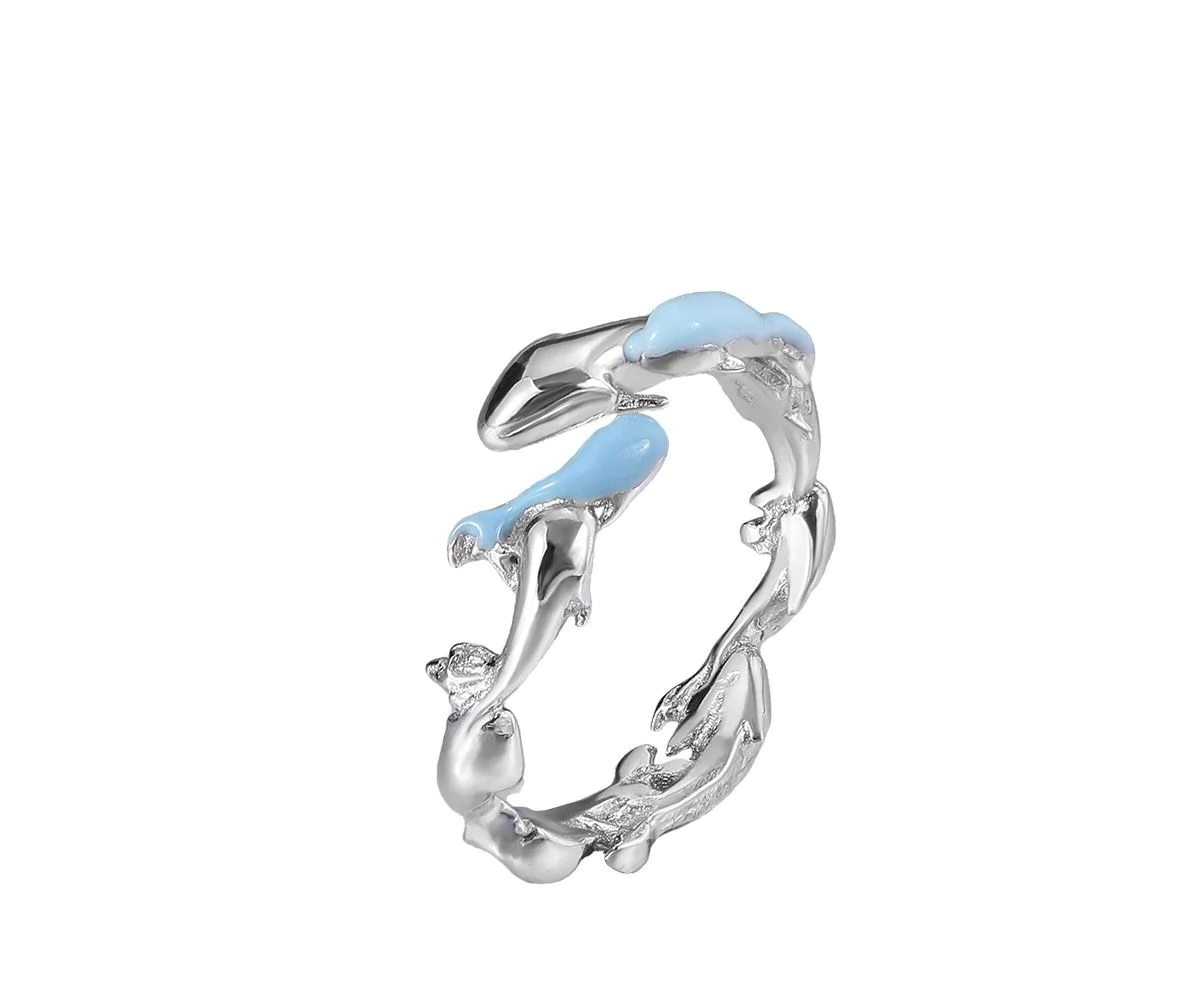 Каблучка з емаллю "Дельфіни" – обкладинка - купуйте на Chuttyevo!